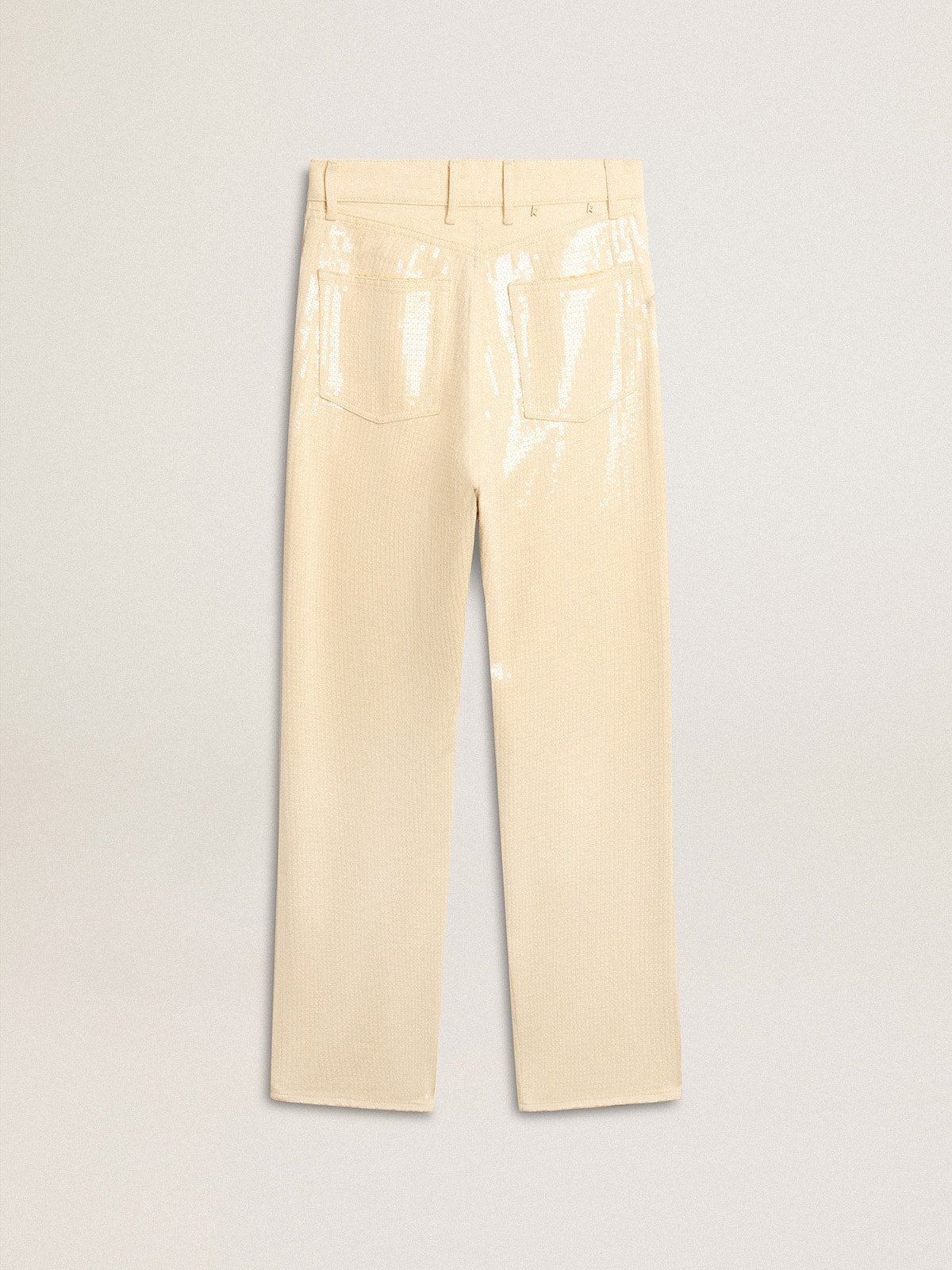 Golden Goose Ecru pants with transparent all-over sequins