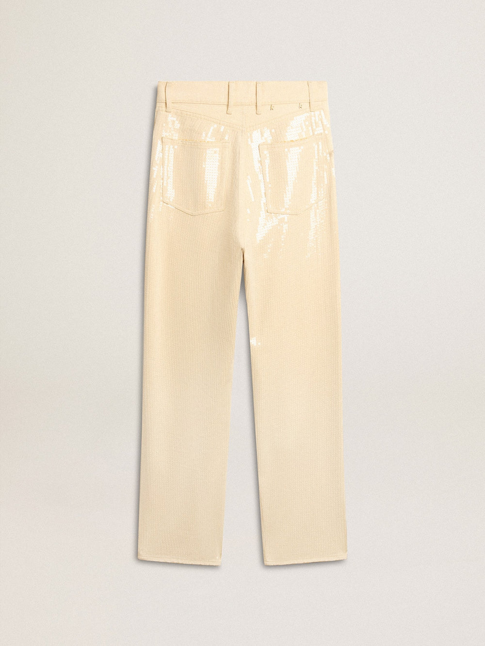 Golden Goose Ecru pants with transparent all-over sequins