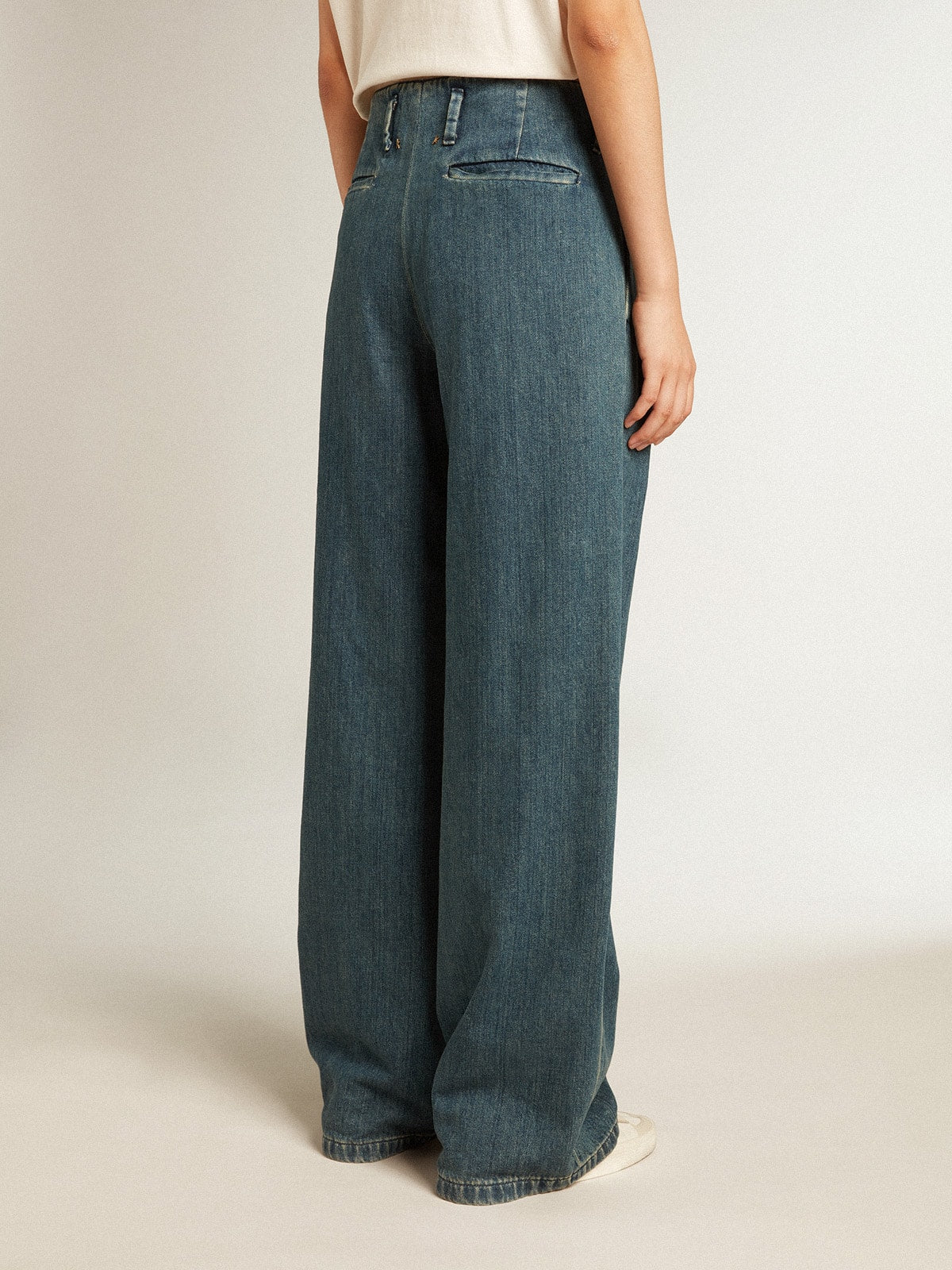 Golden Goose Women’s blue cotton pleated pants