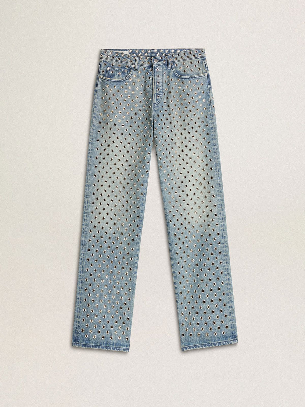 Golden Goose Women's washed jeans with all-over eyelets