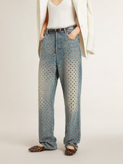 Golden Goose Women's washed jeans with all-over eyelets