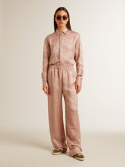 Golden Goose Women's pink viscose pants with floral pattern