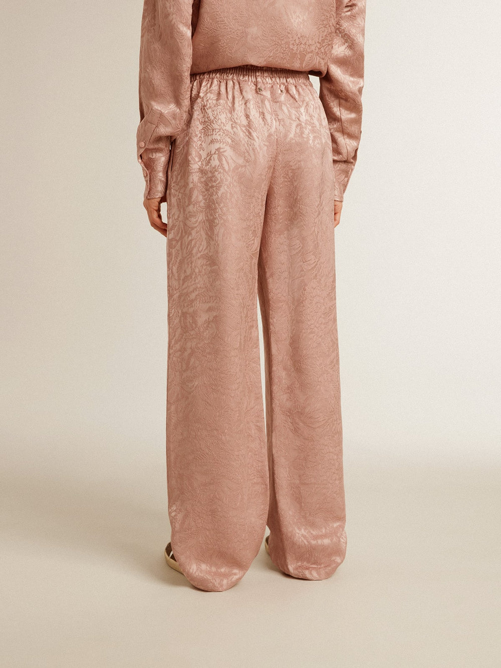 Golden Goose Women's pink viscose pants with floral pattern