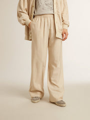 Golden Goose Women's light beige silk and viscose joggers