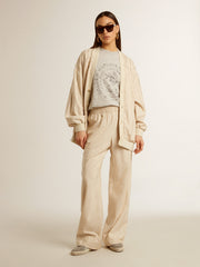 Golden Goose Women's light beige silk and viscose joggers