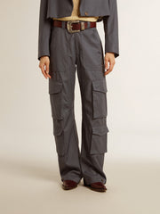 Golden Goose Women's cargo pants in baby blue wool