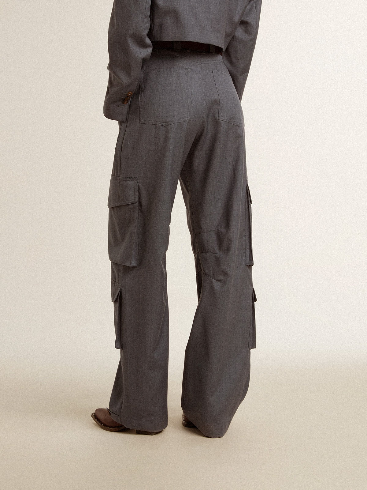 Golden Goose Women's cargo pants in baby blue wool