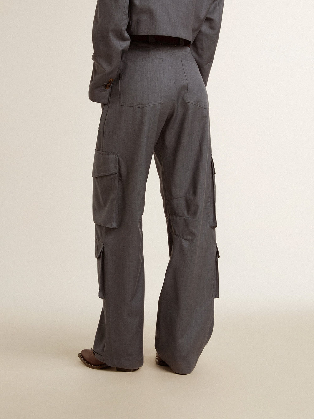 Golden Goose Women's cargo pants in baby blue wool