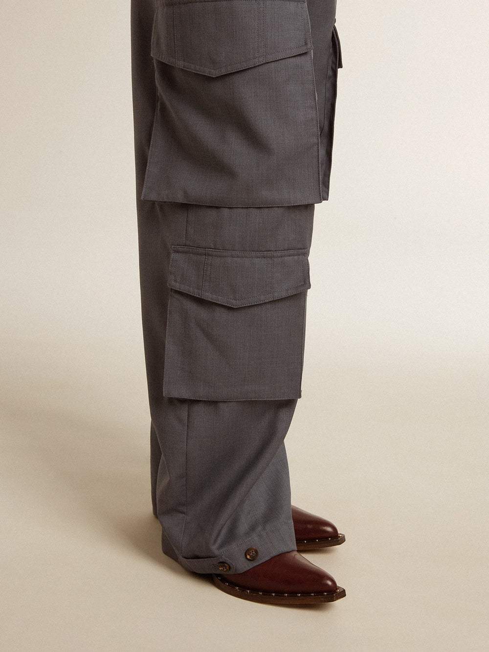Golden Goose Women's cargo pants in baby blue wool