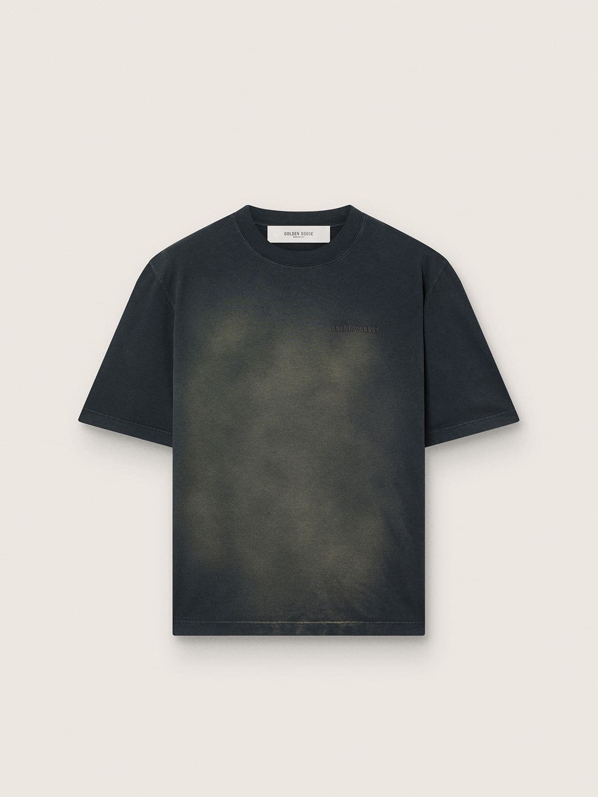 Golden Goose Unisex T-shirt in black cotton jersey with embroidered logo