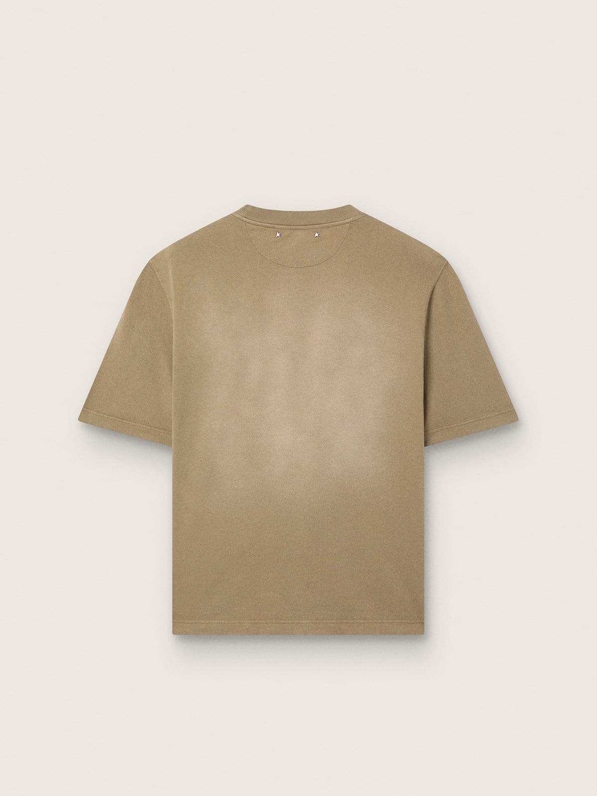 Golden Goose Unisex T-shirt in beige cotton jersey with embroidered logo
