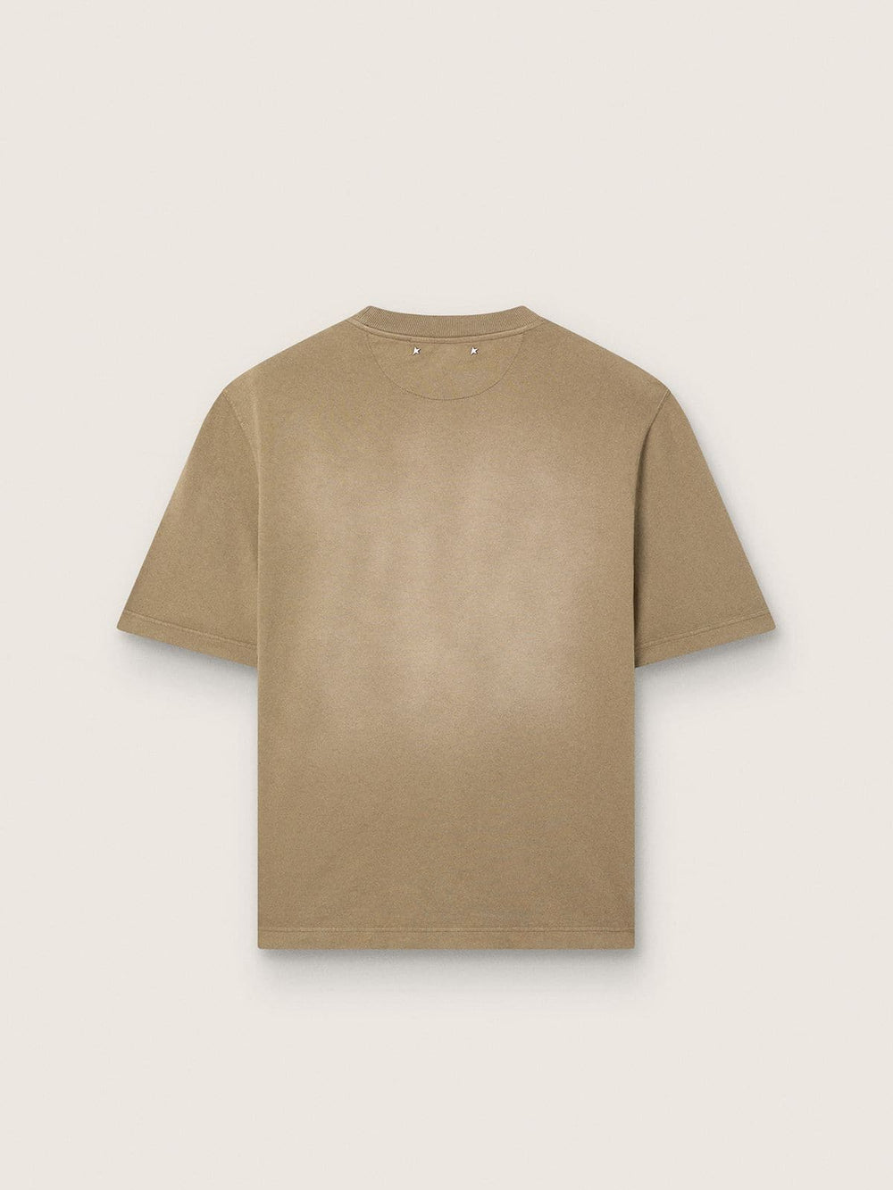 Golden Goose Unisex T-shirt in beige cotton jersey with embroidered logo
