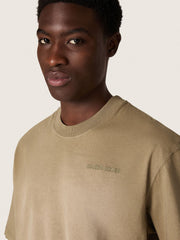 Golden Goose Unisex T-shirt in beige cotton jersey with embroidered logo