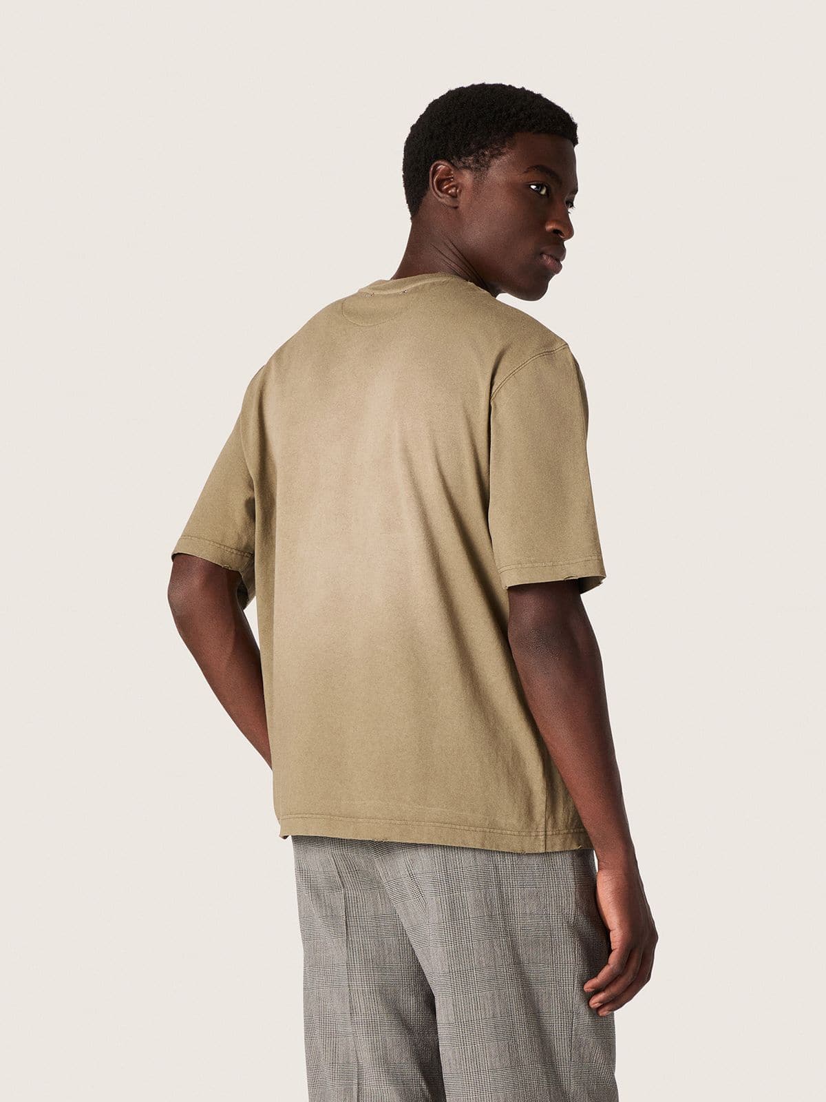 Golden Goose Unisex T-shirt in beige cotton jersey with embroidered logo