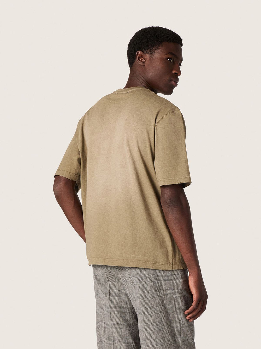 Golden Goose Unisex T-shirt in beige cotton jersey with embroidered logo