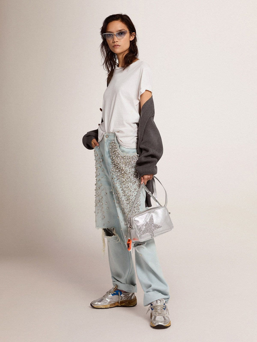 Golden Goose Distressed regular-fit women’s T-shirt in white