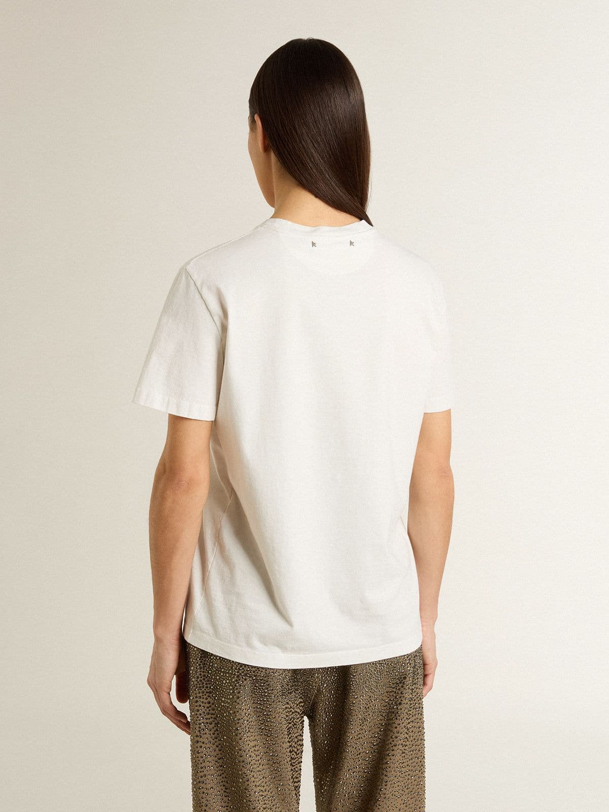 Golden Goose Women's white T-shirt with black print on the chest