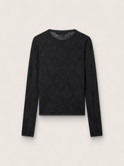 Golden Goose Women's crew-neck sweater with black floral jacquard pattern