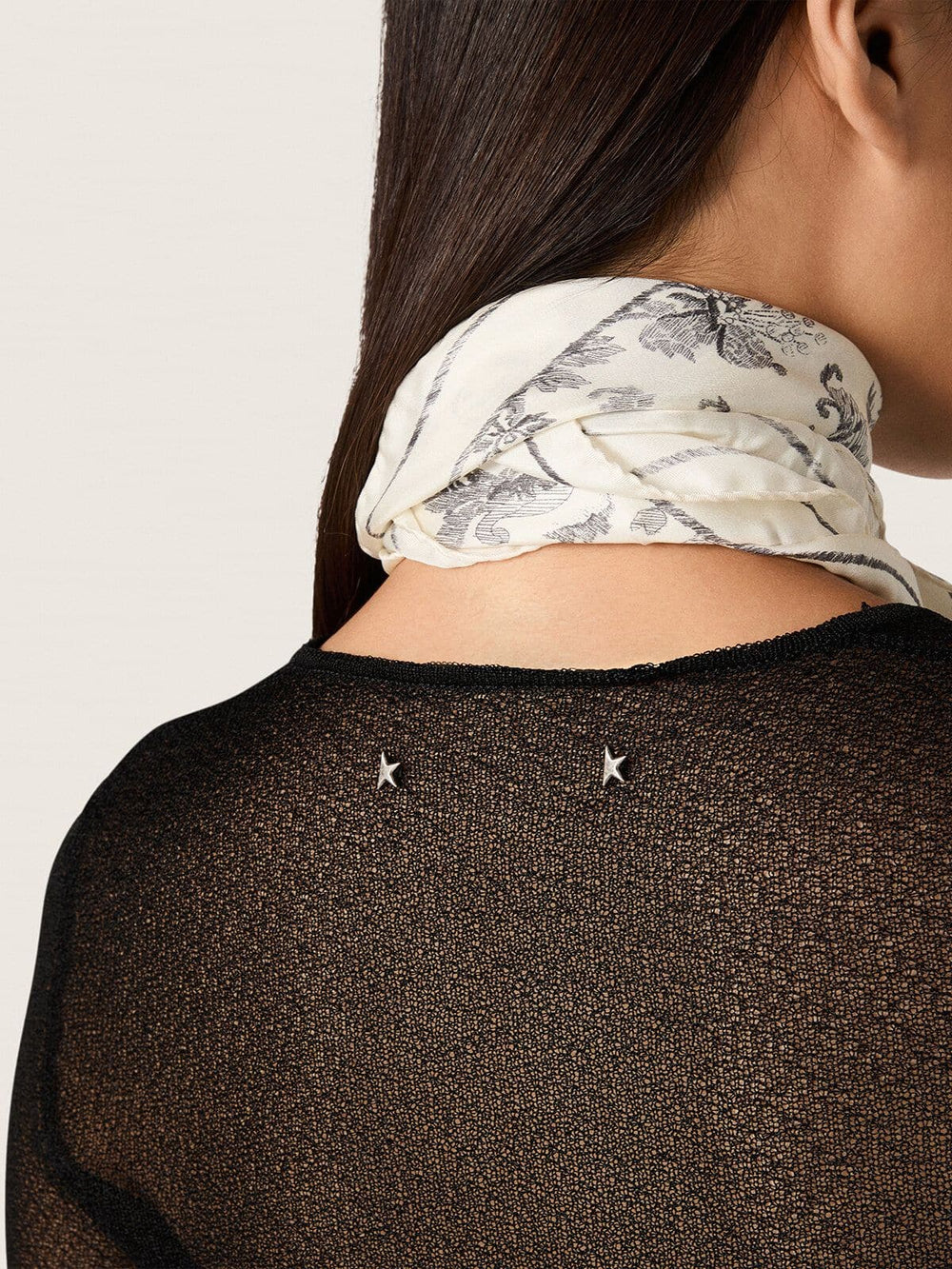 Golden Goose Women's crew-neck sweater with black floral jacquard pattern