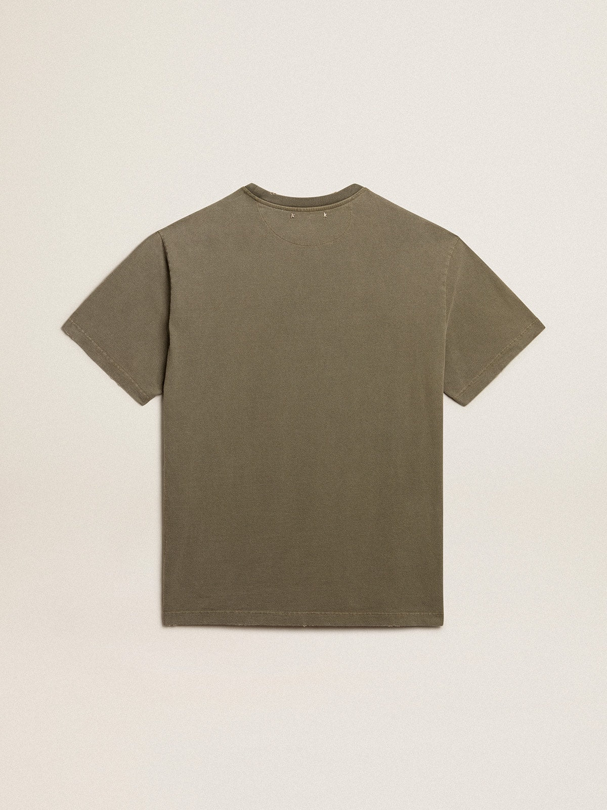 Golden Goose Olive-green regular-fit T-shirt with Golden lettering on the front