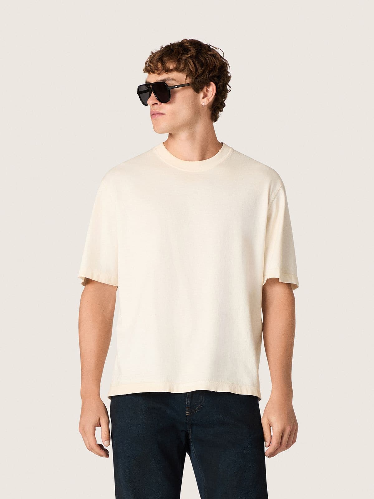 Golden Goose Star unisex cotton T-shirt in vintage white with black print on the back