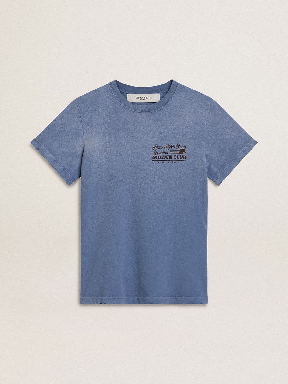 Golden Goose Women's faded light blue T-shirt with print on the chest