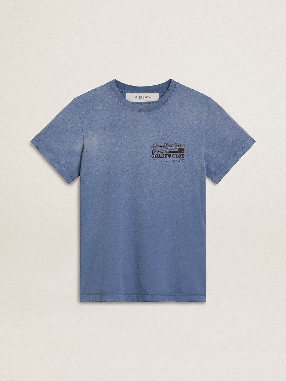 Golden Goose Women's faded light blue T-shirt with print on the chest