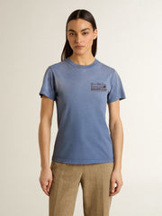 Golden Goose Women's faded light blue T-shirt with print on the chest