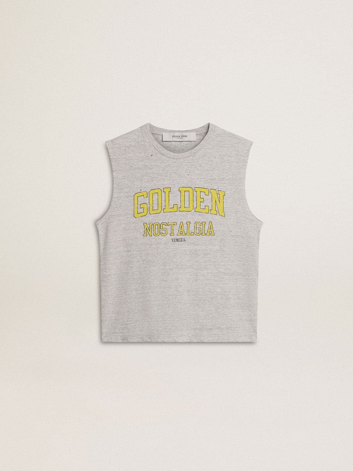 Golden Goose Women's gray sleeveless T-shirt with yellow print