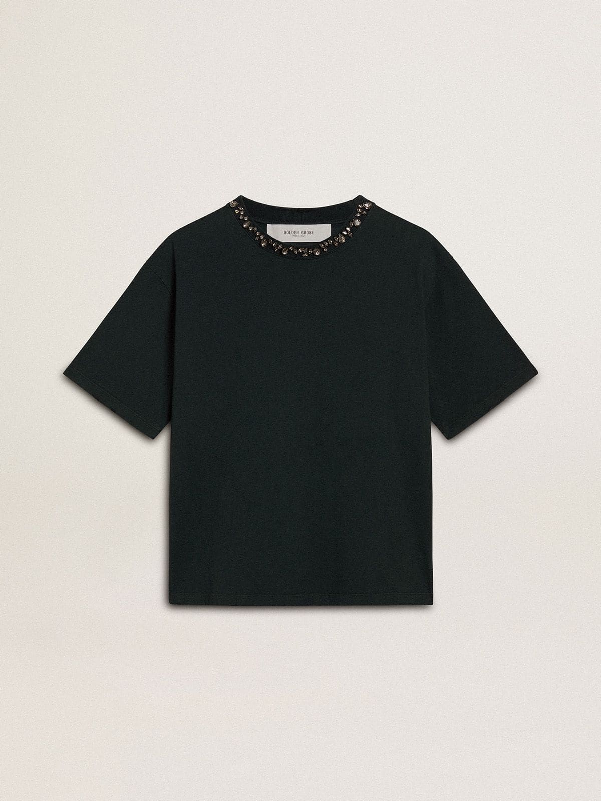 Golden Goose Women's black T-shirt with crystals