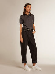 Golden Goose Women’s polo shirt in anthracite merino wool