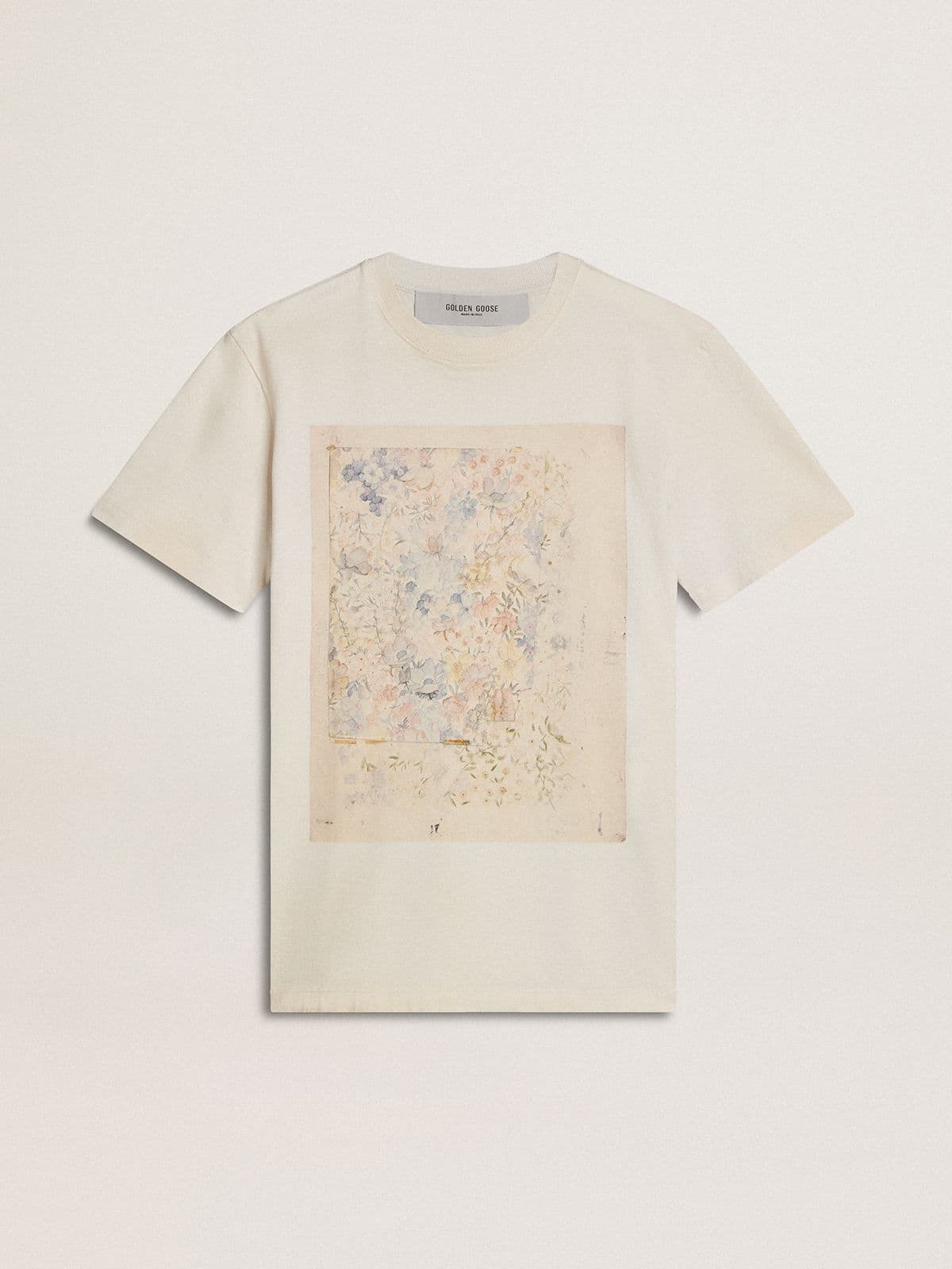 Golden Goose Women's white T-shirt with floral print