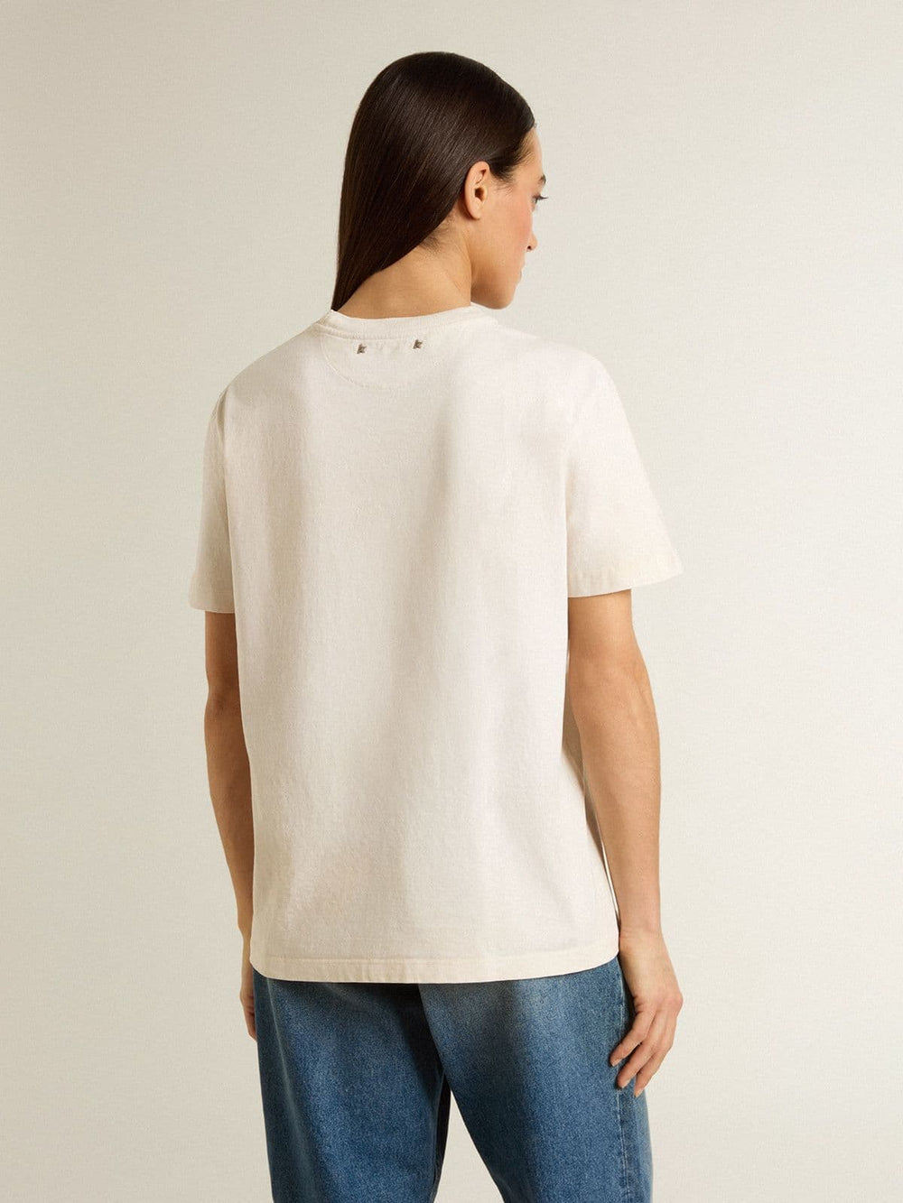 Golden Goose Women's white T-shirt with floral print
