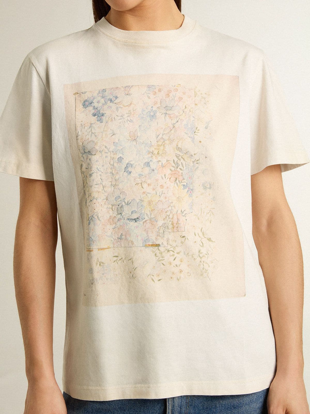 Golden Goose Women's white T-shirt with floral print