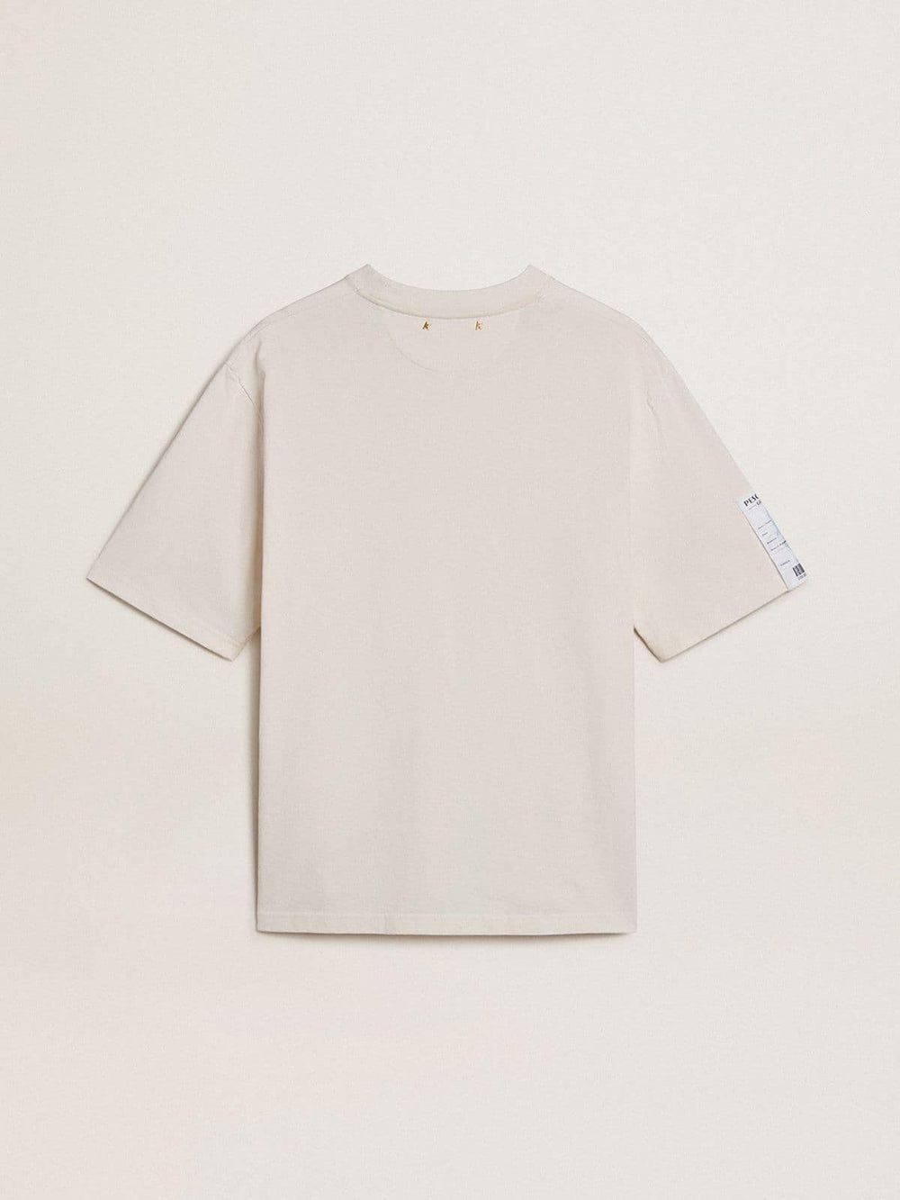 Golden Goose White unisex T-shirt with Mediterranean print and Pescheria Golden patch on the sleeve