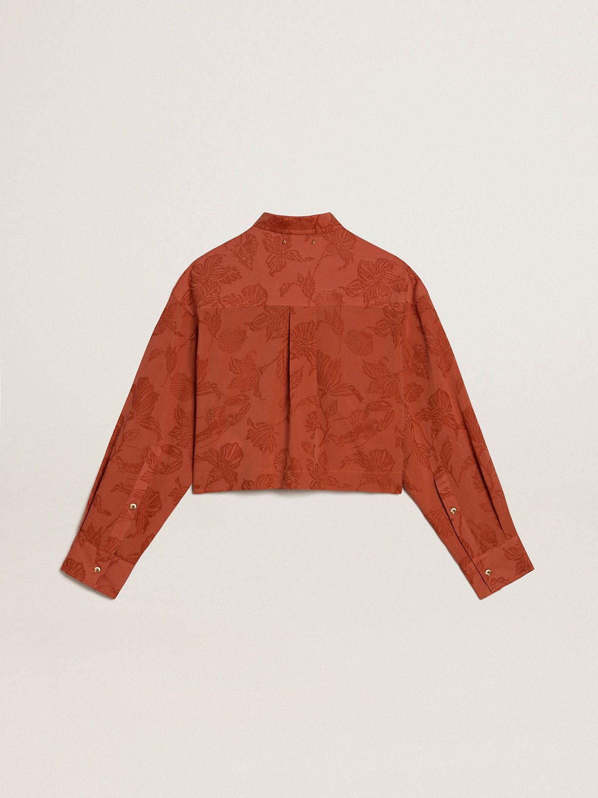 Golden Goose Women's cropped shirt in brick red jacquard with wide sleeves