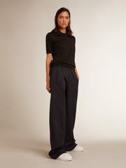 Golden Goose Women’s polo shirt in black merino wool