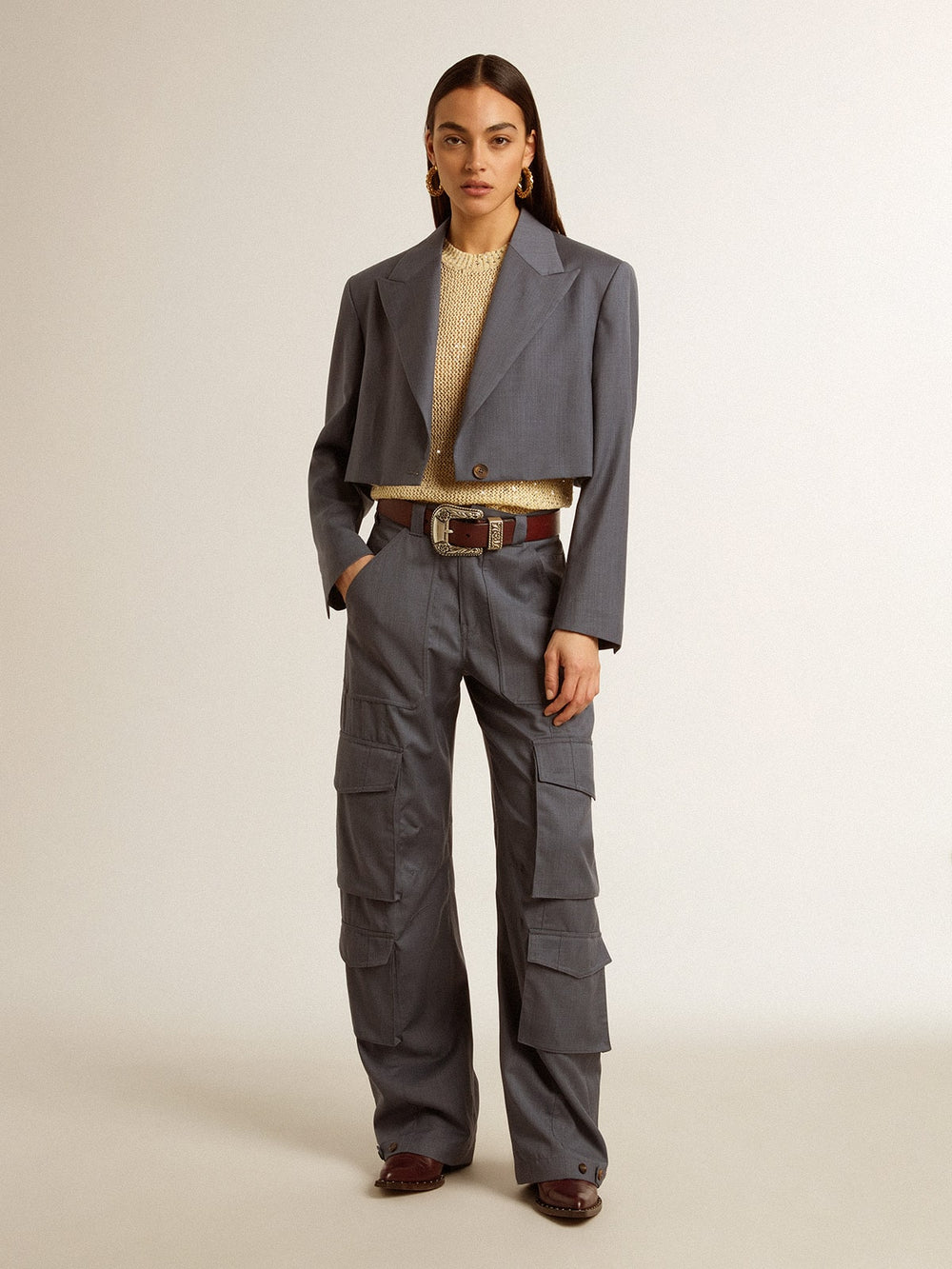 Golden Goose Mesh knit top with sequins and contrasting details