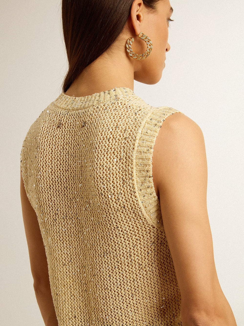 Golden Goose Mesh knit top with sequins and contrasting details