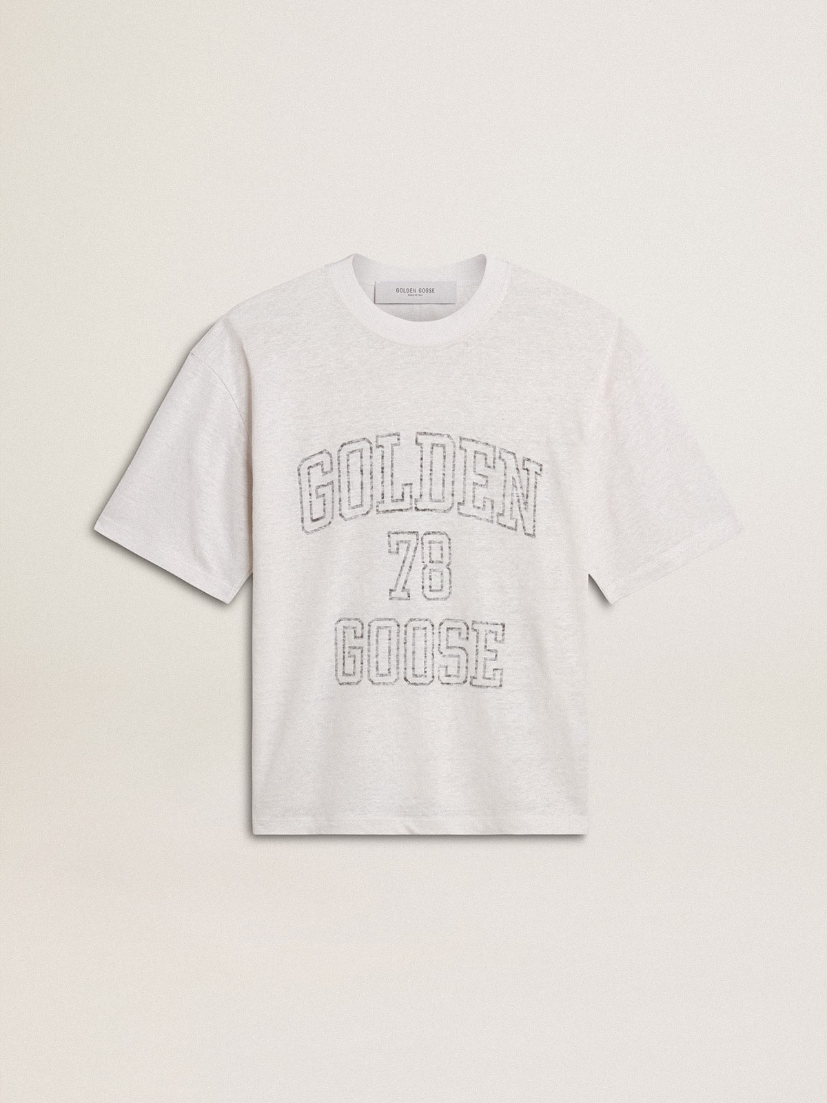 Golden Goose Women's lightweight white linen T-shirt with print