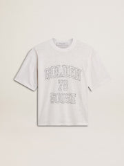 Golden Goose Women's lightweight white linen T-shirt with print