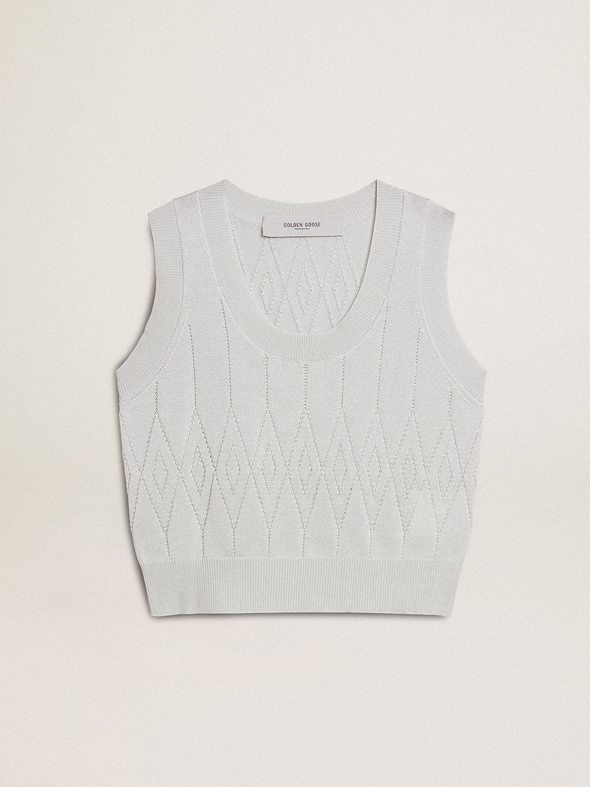 Golden Goose Women's sleeveless tank top in baby blue knit