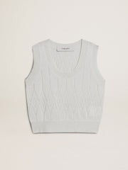 Golden Goose Women's sleeveless tank top in baby blue knit