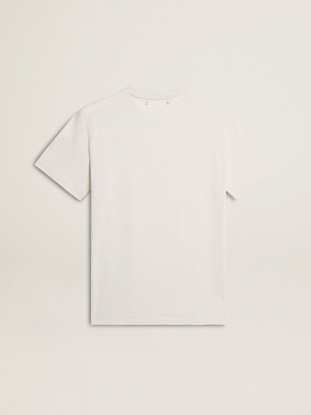 Golden Goose Women's worn-white cotton T-shirt with black lettering