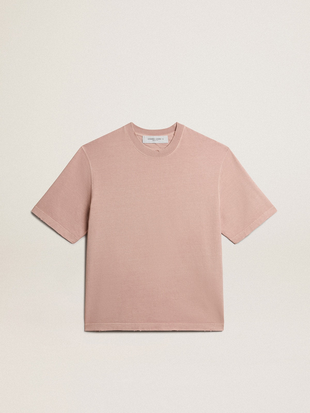 Golden Goose Powder-pink T-shirt with reverse logo on the back - Jersey Capsule
