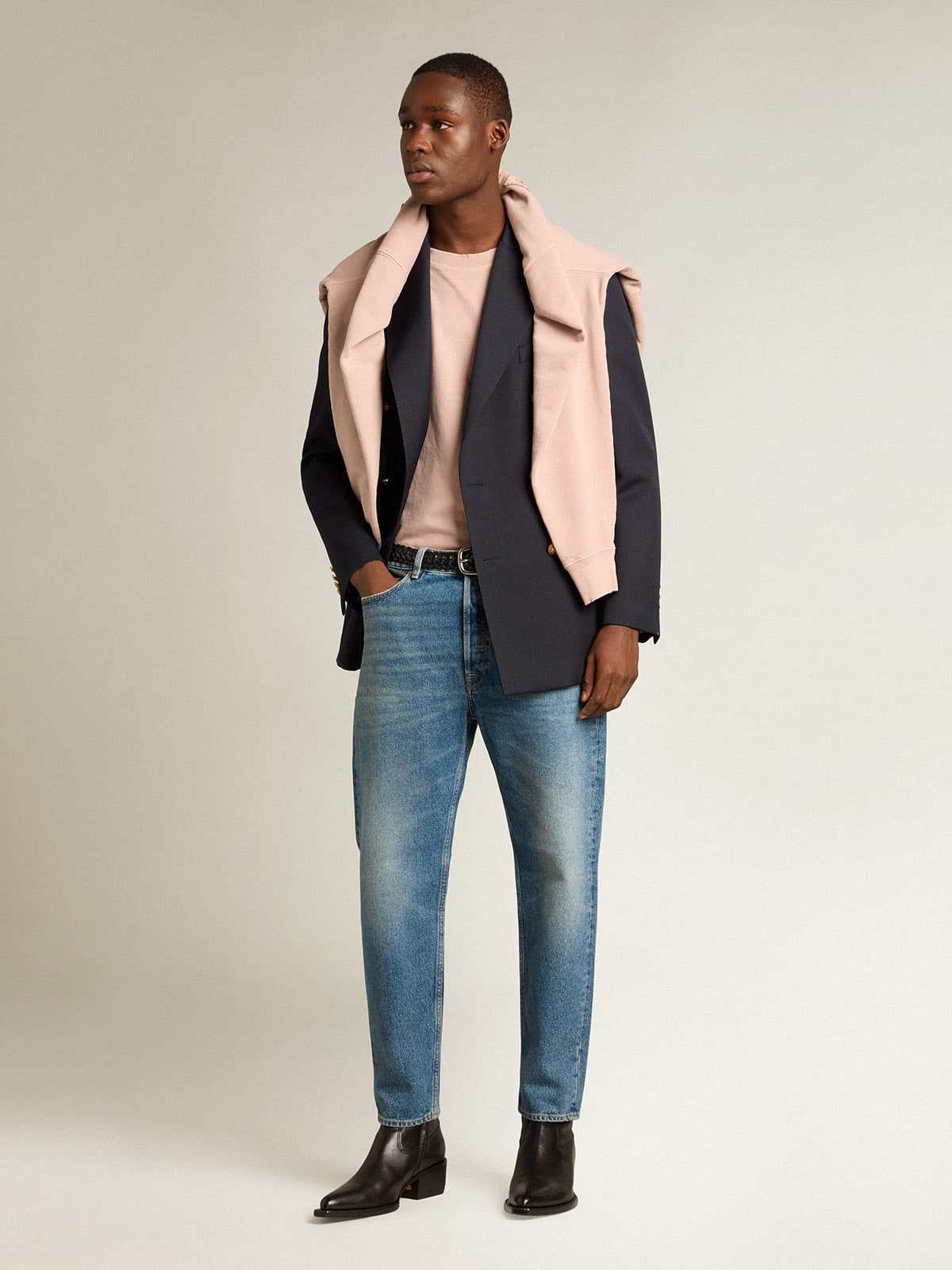 Golden Goose Powder-pink T-shirt with reverse logo on the back - Jersey Capsule