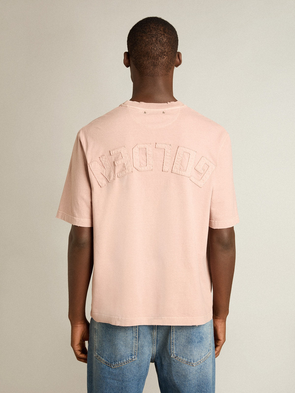 Golden Goose Powder-pink T-shirt with reverse logo on the back - Jersey Capsule