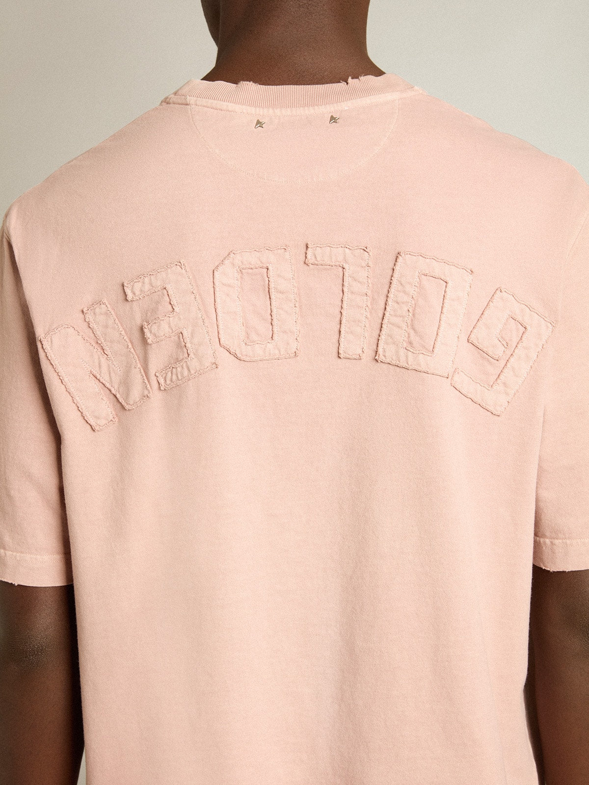 Golden Goose Powder-pink T-shirt with reverse logo on the back - Jersey Capsule
