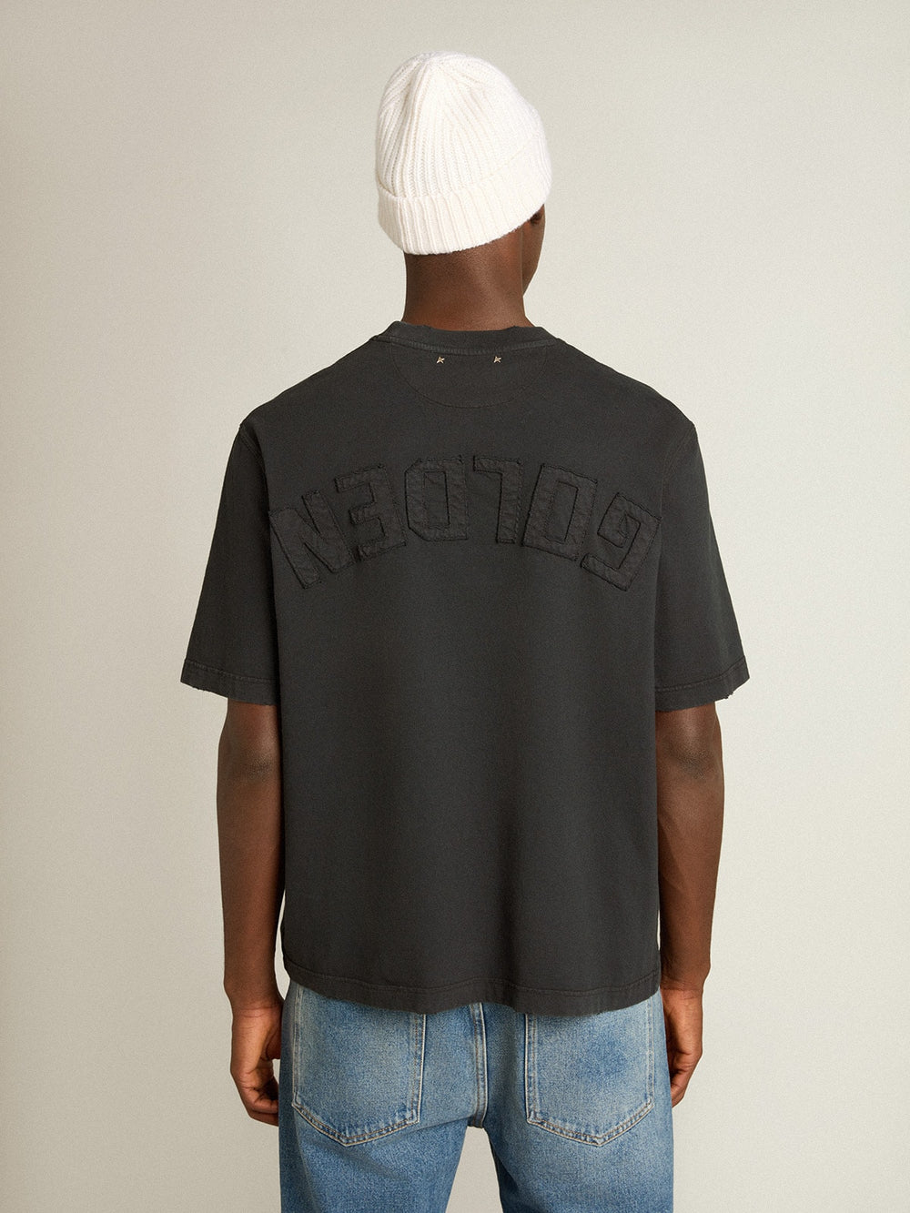 Golden Goose T-shirt in washed black with reverse logo on the back - Jersey Capsule