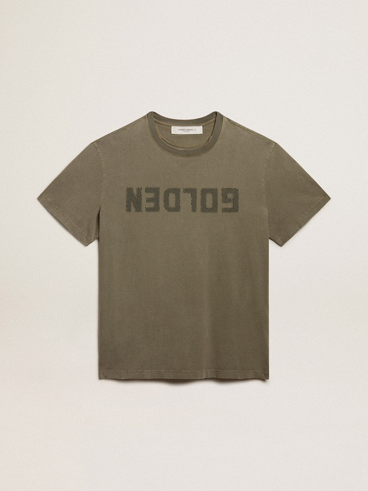 Golden Goose Women's olive green T-shirt with Golden lettering